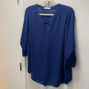Royal blue sheer 3/4 top